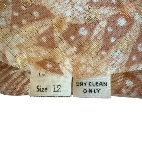 VTG Nancy Greer Dress Gold Metallic Mock Neck Sz 12 Thanksgiving Fall Floral 60s - Picture 9 of 9